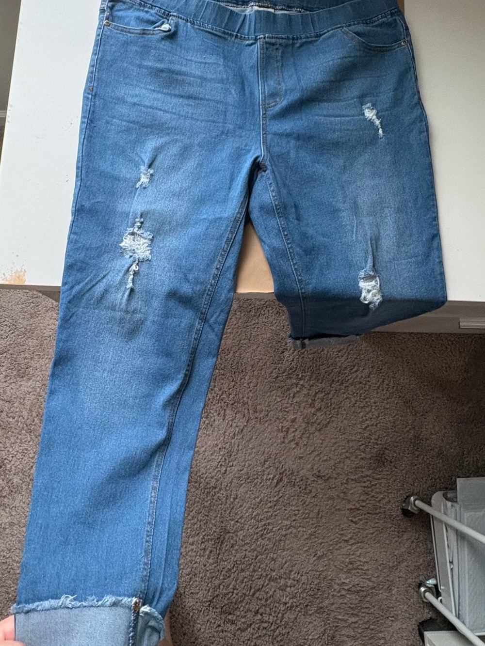 JVINI Women’s Jegging Jeans Blue Medium Wash Distressed 5-Pocket- Size 3XL